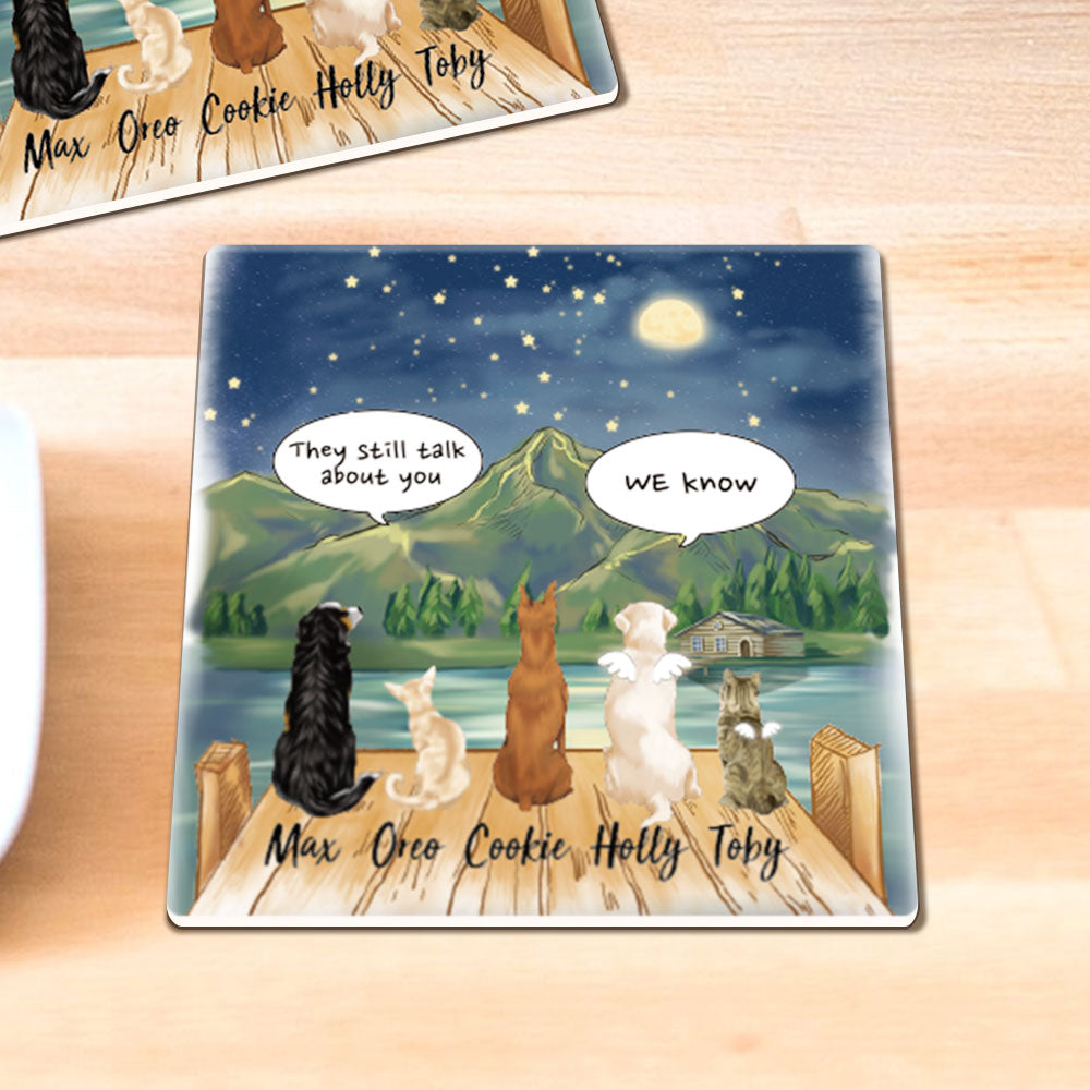 They Still Talk About You Stone Coasters, Fluffy Dog & Cat Memorial Gifts - Jonxifon