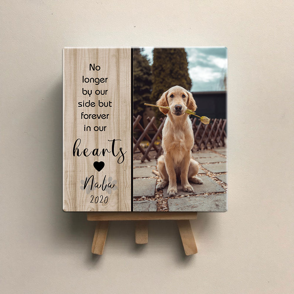 Personalized Pet Memorial Square Stone Album-Dog Cat Loss Gifts-No Longer By Our Side-Pet Bereavement Gift-DOG & CAT - Jonxifon