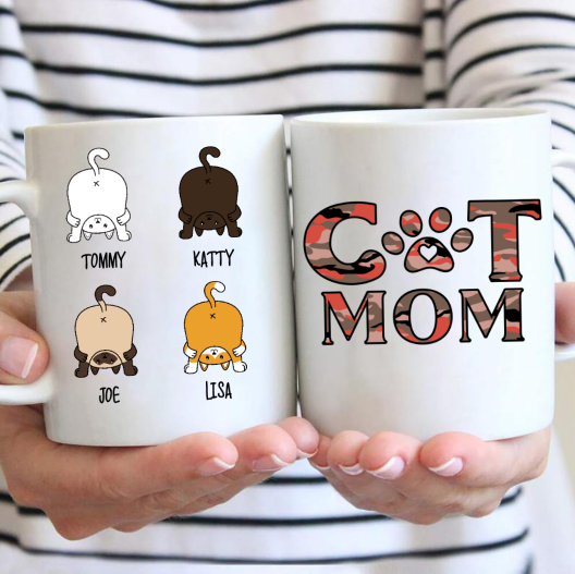 Cat Mom Mugs, Customized Mug, Personalized Gift for Pet Lovers - Jonxifon