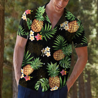 Thumbnail for Custom Pet Face Photo Black Hawaiian Shirt, Palm Leaves Tropical