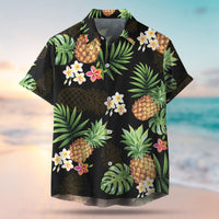 Thumbnail for Custom Pet Face Photo Black Hawaiian Shirt, Palm Leaves Tropical