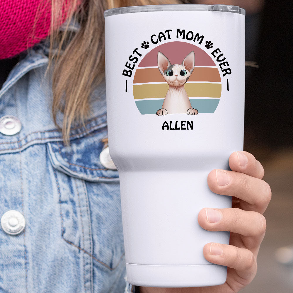 Best Cat Mom Ever 30oz Tumbler, Gift For Cat Mom - Jonxifon