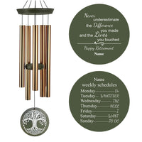 Thumbnail for Personalized Retirement Wind Chimes With Name Or Photo, 5 Gold Tubes & Tree Of Life Zita Yen