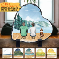 Thumbnail for Personalized Family Heart  Shaped Slate Photo - Beach & Wooden Dock - Jonxifon