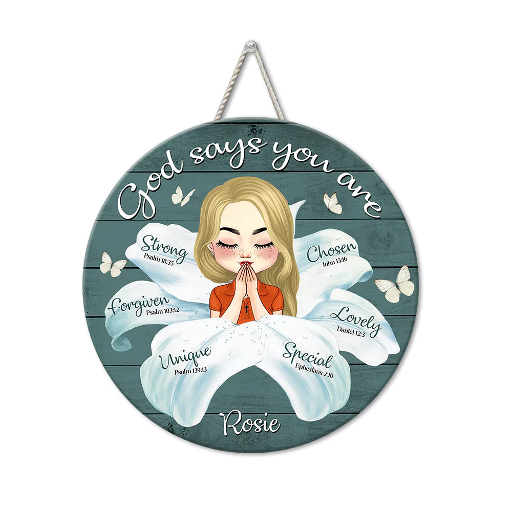 Personalized God Say You Are Flower Girl Wood Sign, Gift For Friend CHI-YEN