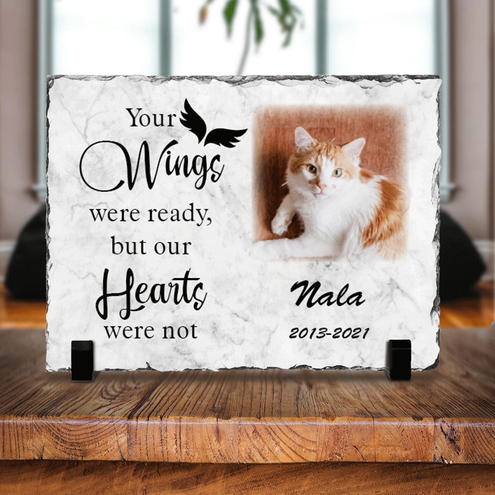 Your Wings Were Ready Slate Photo - Dog Cat Loss Gifts, Pet Photo Memorial Gift - Jonxifon