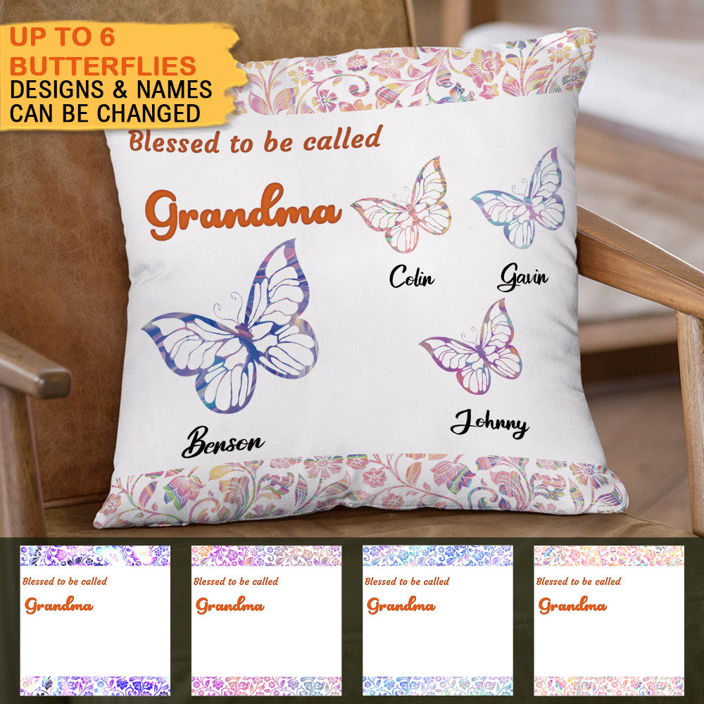 Blessed To Be Called Grandma Butterflies Personalized Pillow - Jonxifon