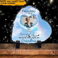 Thumbnail for Heaven Is A Beautiful Place - Custom Memorial Heart-shaped Photo Slate