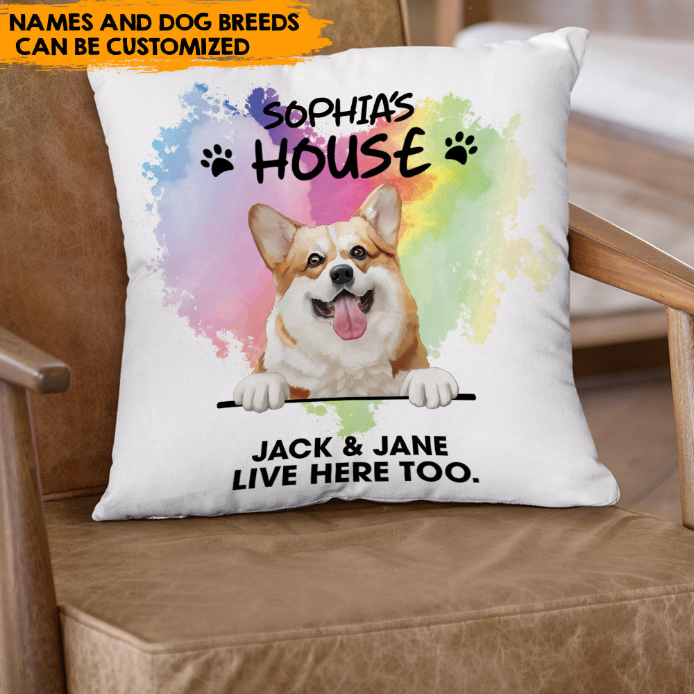 Lives Here Too - Personalized Pillow, Dog Lovers Gift