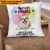 Thumbnail for Lives Here Too - Personalized Pillow, Dog Lovers Gift