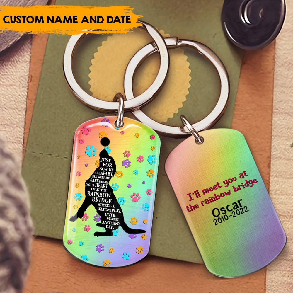 Meet You At The Rainbow Bridge - Personalized 2-sided Keychain, Pet Memorial Gift