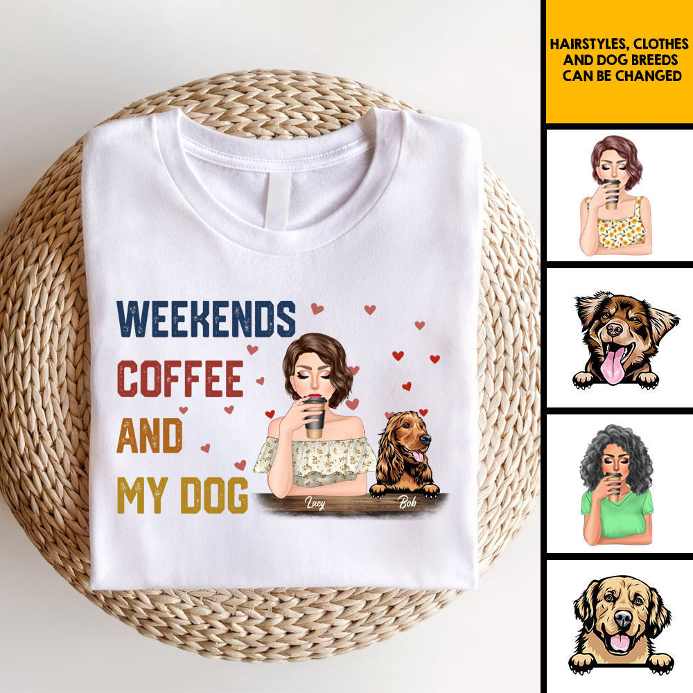 Weekends Coffee Dogs Tshirt, DIY Gift For Dog Lovers CustomCat