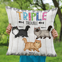 Thumbnail for Personalized Trouble Makers Cat Mom Pillow, Gift For Cat Lover