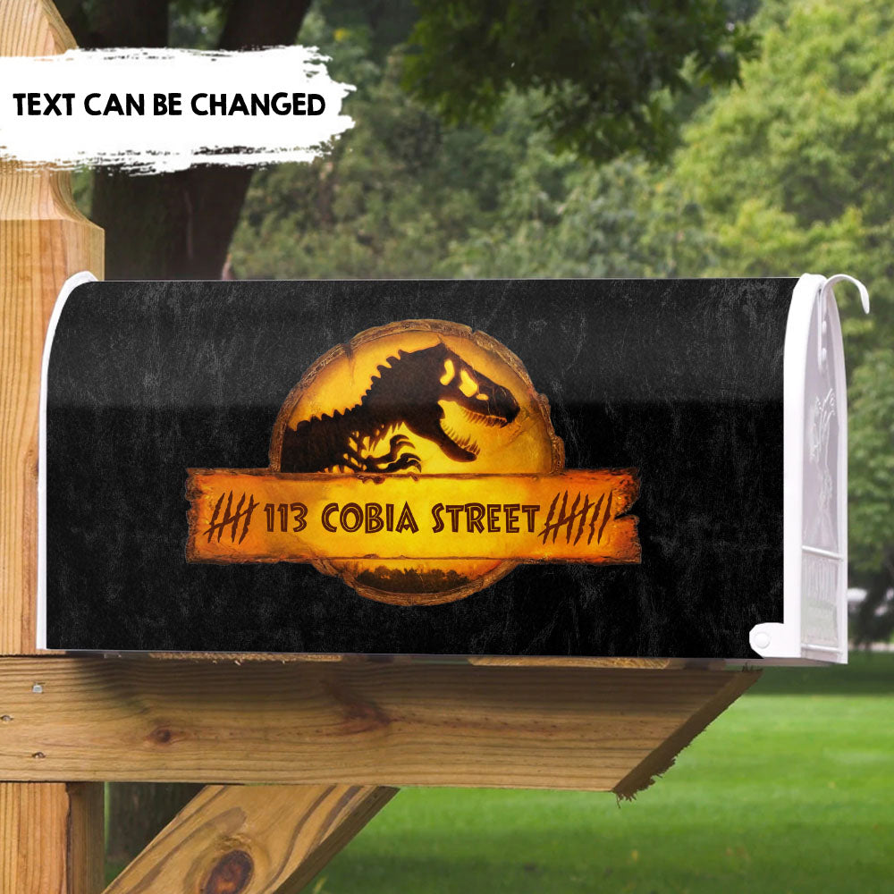 Orange Dinosaur - Customized Address Mailbox Cover