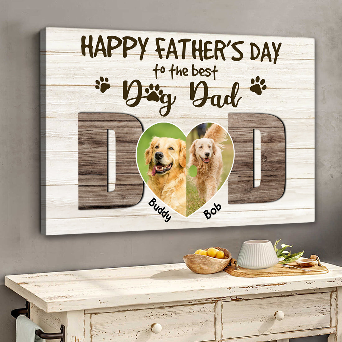 Thank you Dog Dad - Personalized Pet Photo Canvas