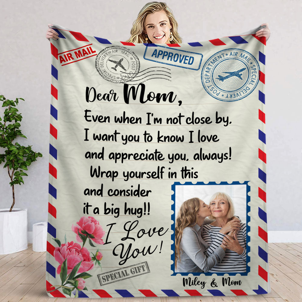 Air Mail Dear Mom - Personalized Blanket, Mother's Day Gift For Mom