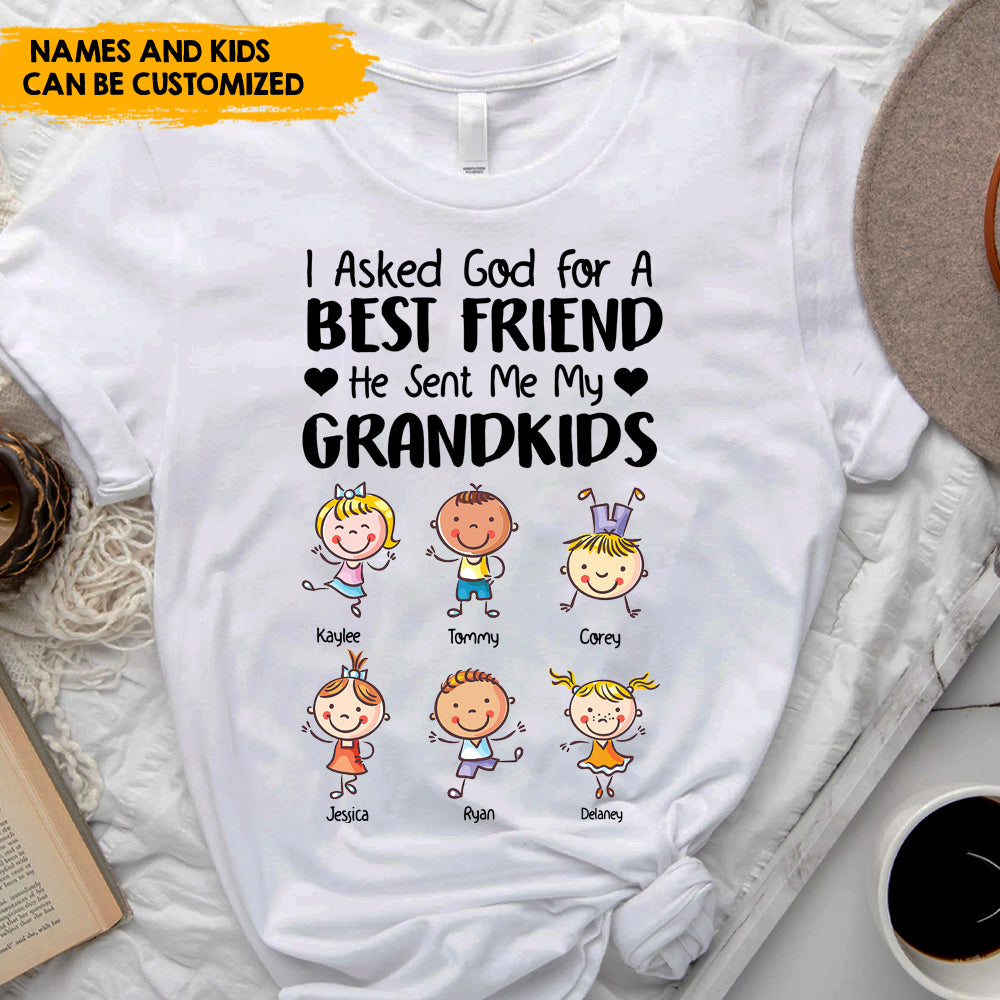 God Sent Me My Grandkids, Mother's Day Gift - Personalized T-Shirt