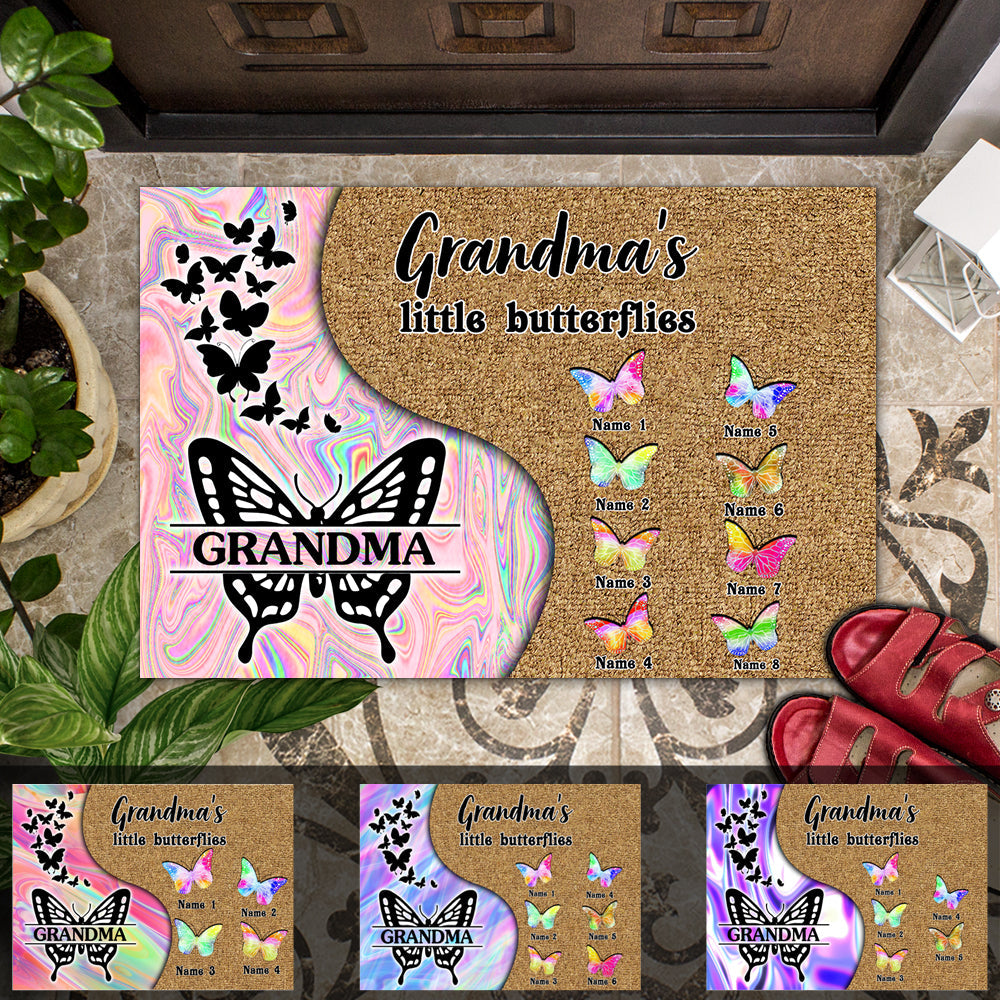 Grandma's Little Butterflies - Personalized Hologram Doormat, Mother's Day