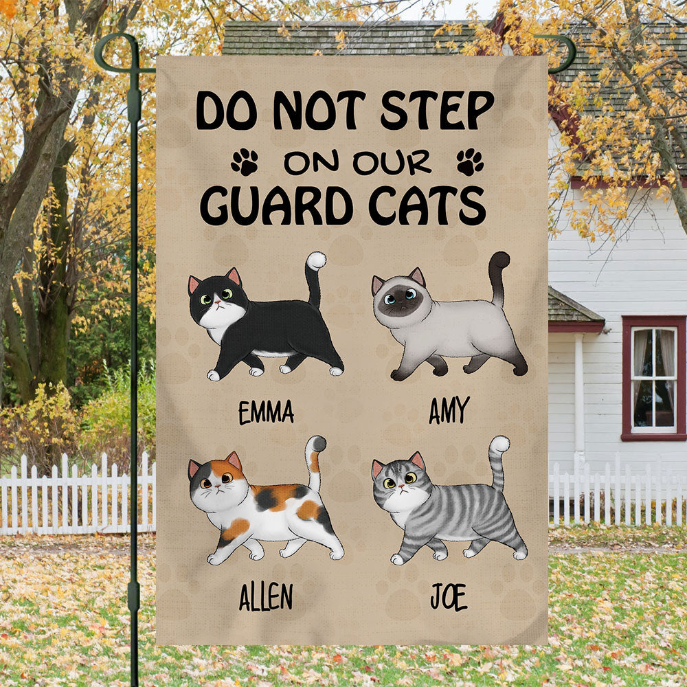 Do Not Step On Our Guard Cat- Personalized Garden Cat Flag - Jonxifon