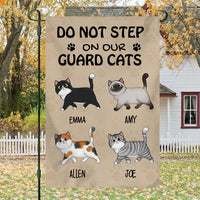 Thumbnail for Do Not Step On Our Guard Cat- Personalized Garden Cat Flag - Jonxifon