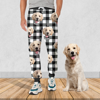 Thumbnail for Pet Photo With Name Multicolor Buffalo Plaid Sweatpants, Custom Gift For Men and Women Dung- Yen