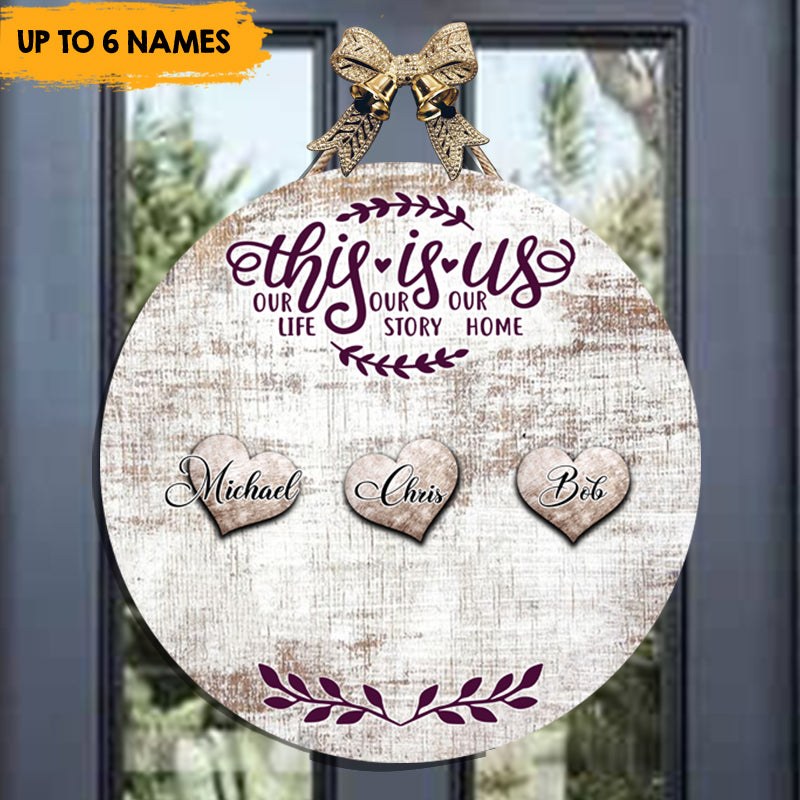 This Is Us - Personalized Door Sign, Custom Names Family Gift