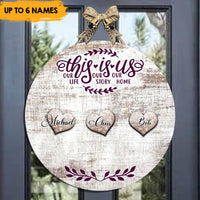 Thumbnail for This Is Us - Personalized Door Sign, Custom Names Family Gift