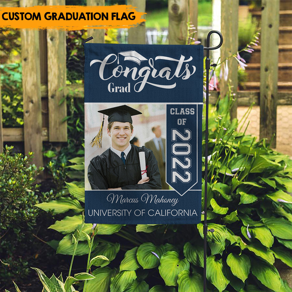 Graduation Flag Congrats Grad - Customized Garden Flag, Graduation Gift