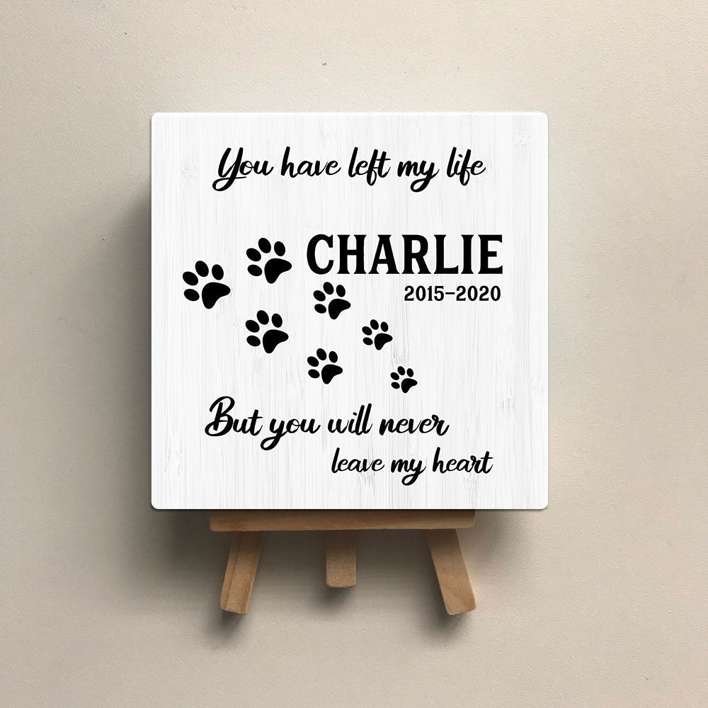 Personalized Pet Memorial Square Stone Album-Dog Cat Loss Gifts-You Will Never Leave My Heart - Jonxifon