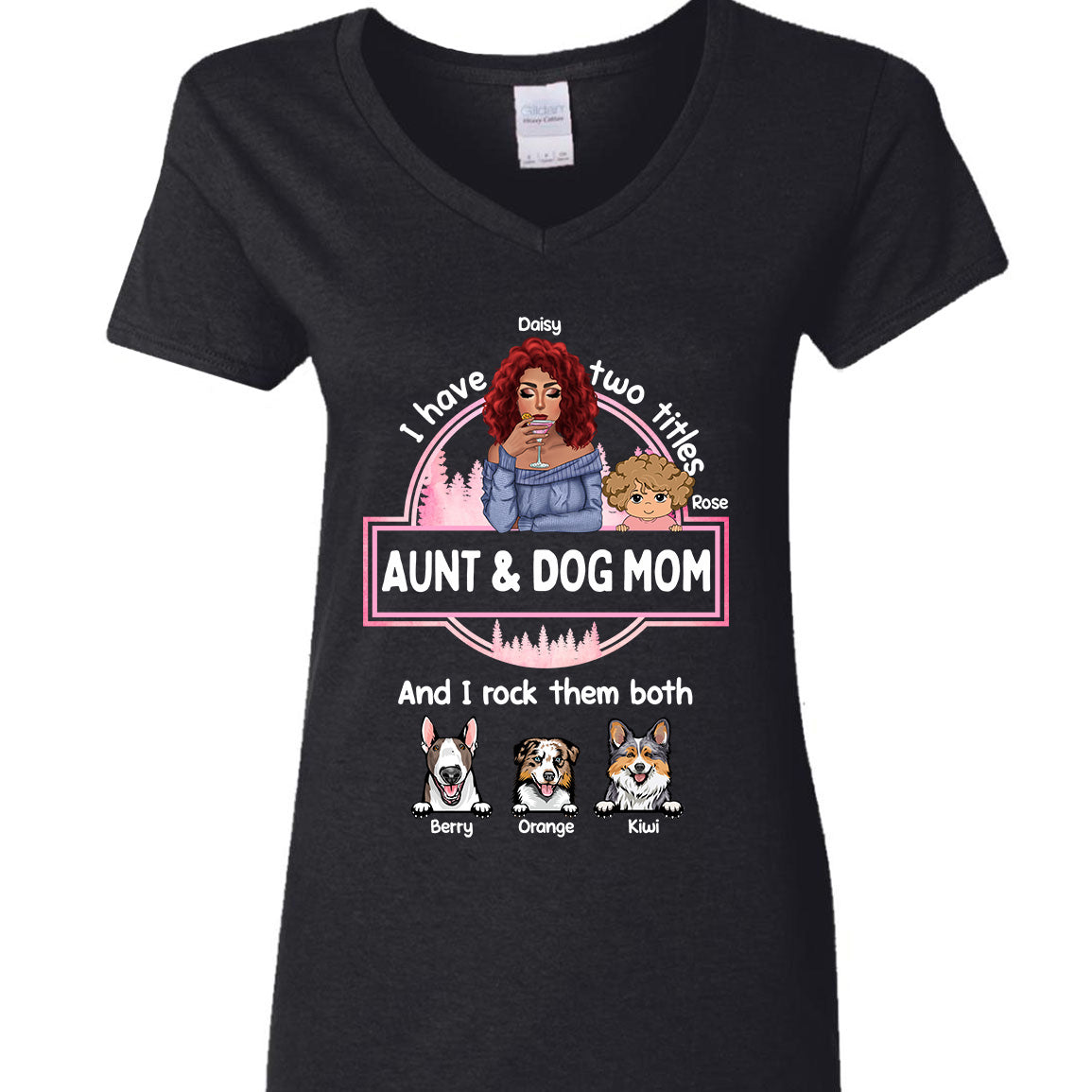 Aunt Dog Mom Rock Them Both Custom Tshirt, Gift For Dog Lovers CustomCat