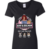 Thumbnail for Aunt Dog Mom Rock Them Both Custom Tshirt, Gift For Dog Lovers CustomCat