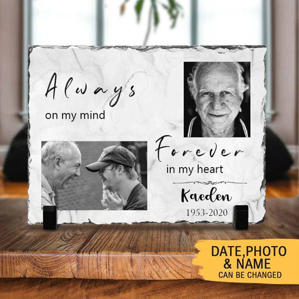 Always and Forever Memorial Slate Photo-Bereavement Gift, Family Memorial - Jonxifon