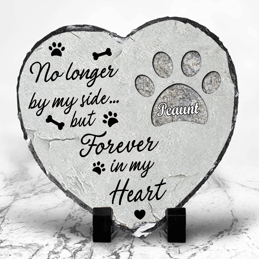 Forever In My Heart - Personalized Heart-Shape Photo Slate, Pet Memorial Gift