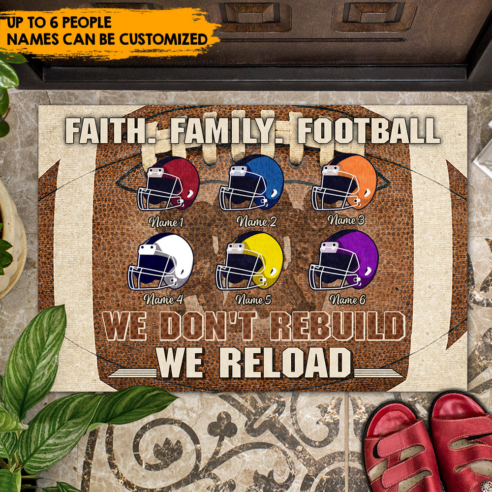 Faith Football Family - Personalized Family Football Doormat