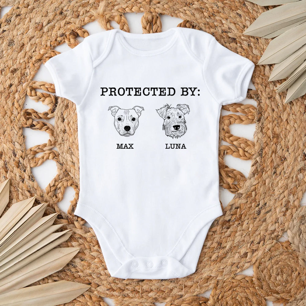 This baby is protected by dogs - Personalized Baby Onesie