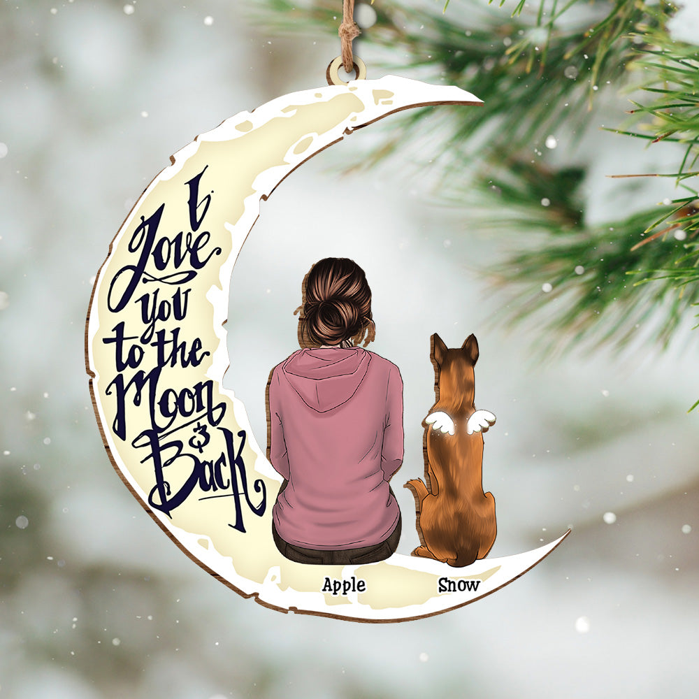 Personalized I Love You To The Moon And Back Dog Memorial Wood Ornament Cutout CHI-YEN