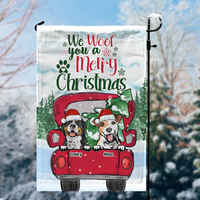 Thumbnail for We Woof You A Merry Christmas Red Truck Personalized Dog Flag, Christmas House Decor CHI-YEN