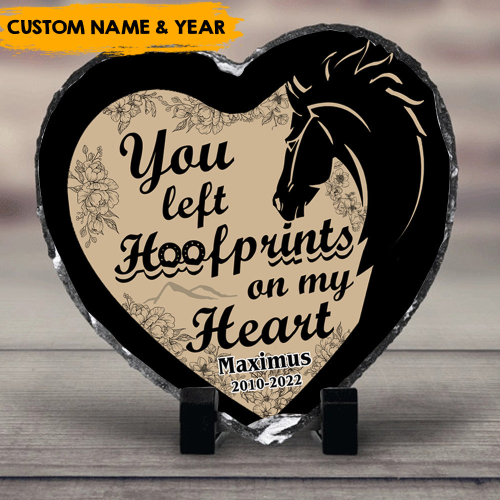 You Left Hoofprints On My Heart - Horse Memorial Heart-shape Photo Slate