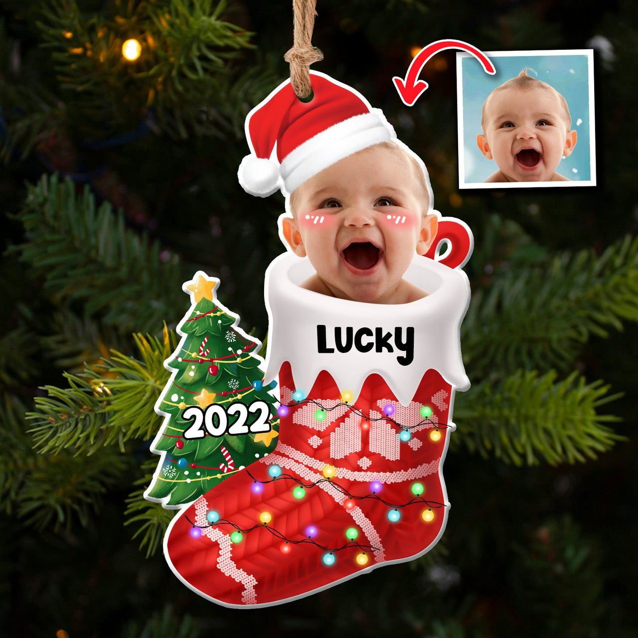 Upload Photo Baby First Christmas Acrylic Ornament, Customized Holiday Ornament CHI-YEN