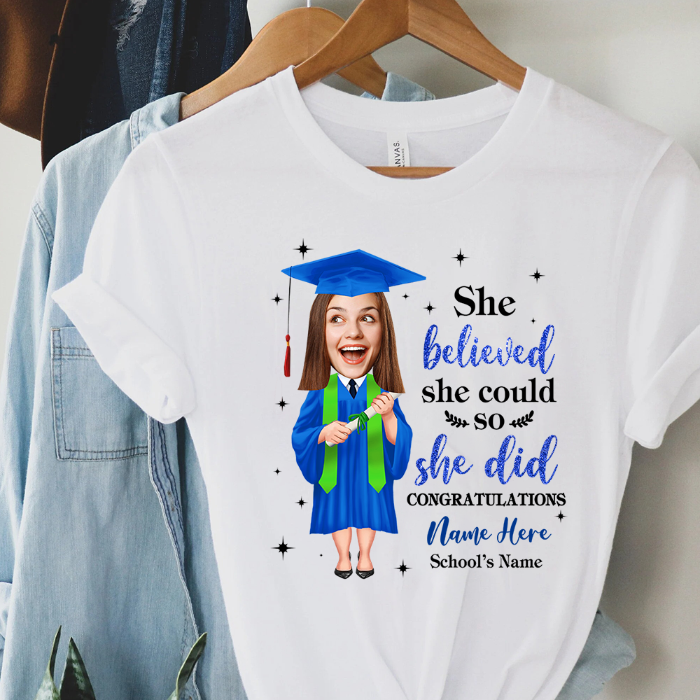 Personalized She Believed She Could Senior Class Of 2023 Graduation T-shirt, Grad Gift CustomCat