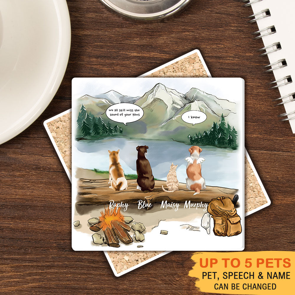 Pet Memorial Square Stone Coasters, Dog Cat Loss Gifts, Mountain, Hiking - Jonxifon