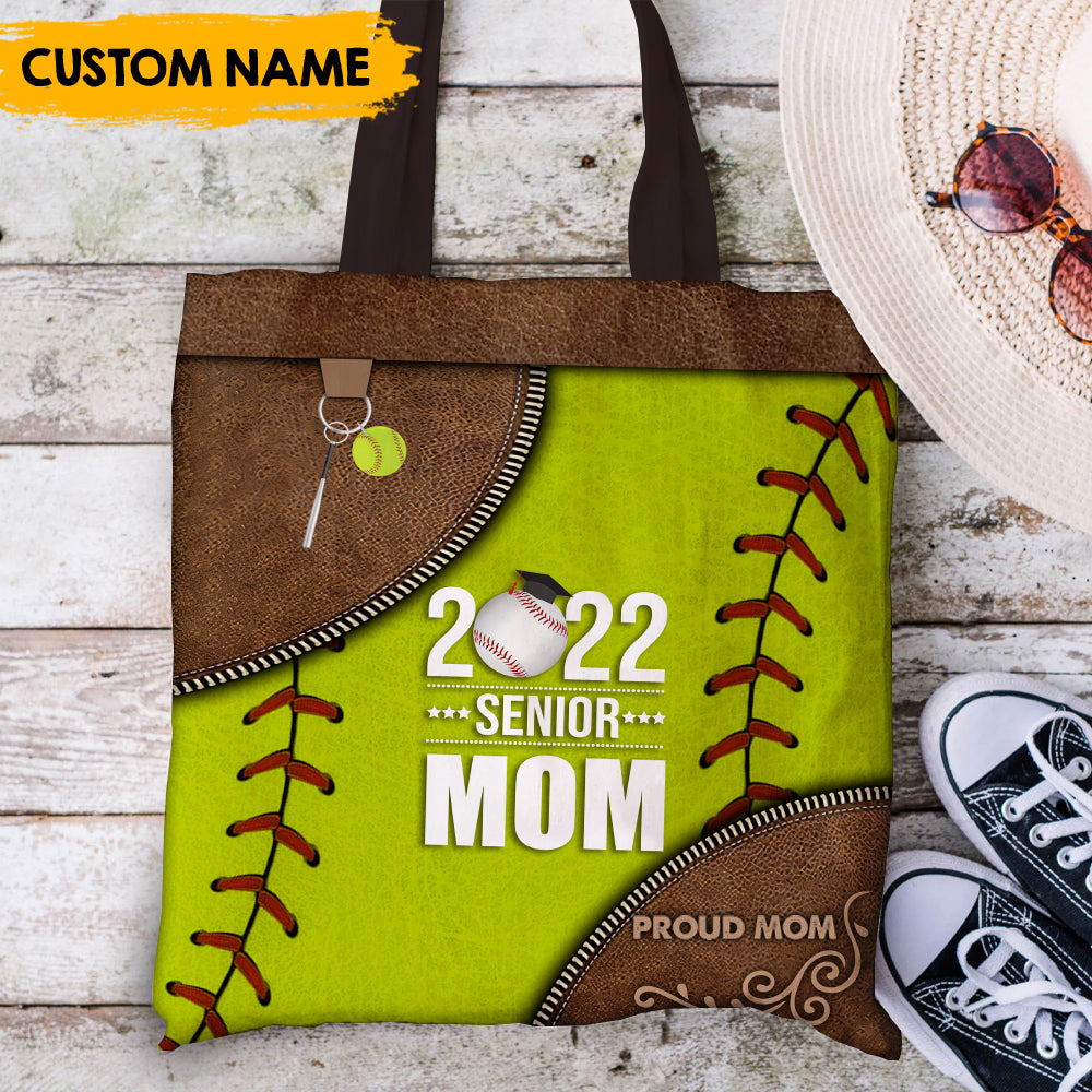 Proud 2022 Senior Mom - Personalized Leather Pattern Printed Tote Bag