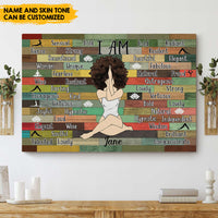 Thumbnail for Afro Girl Yoga Vintage - Customized Name And Skintone Canvas