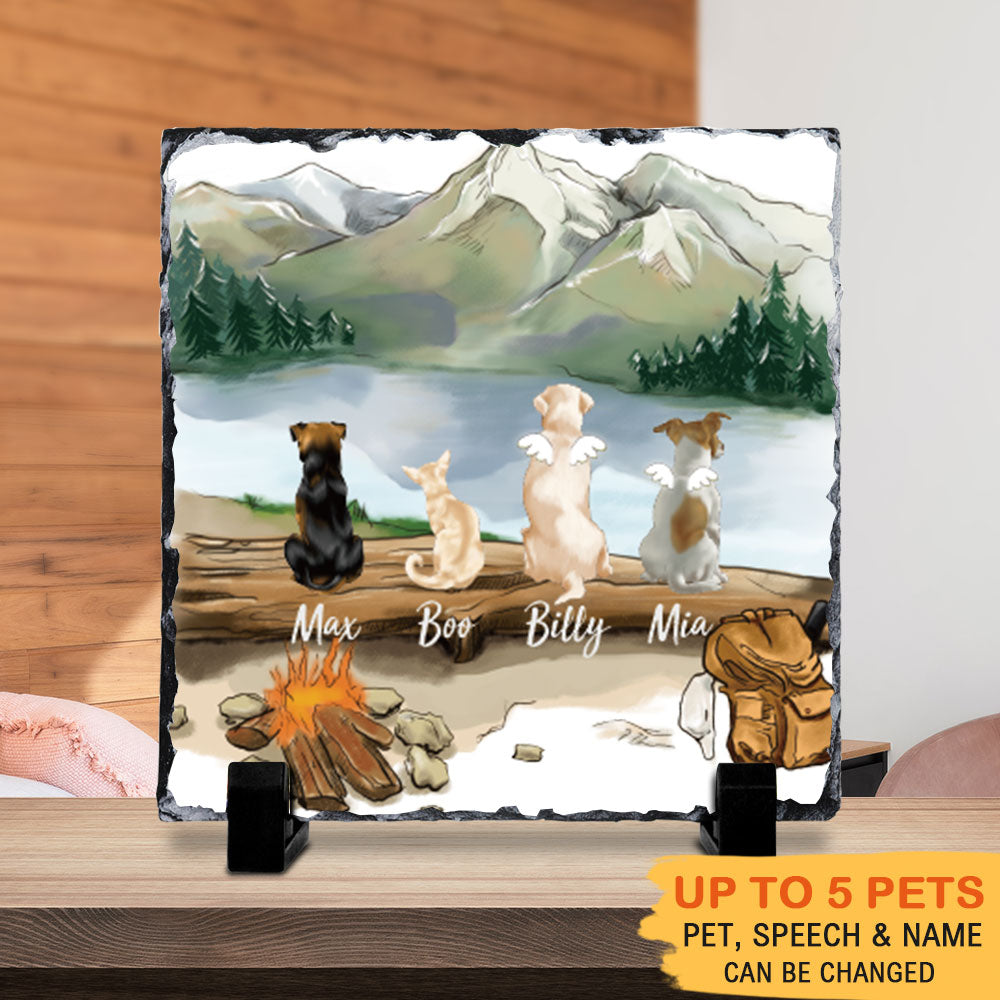 They still talk about you conversation, Pet Memorial Mountain Slate Photo, Dog Cat Loss Gifts - Jonxifon