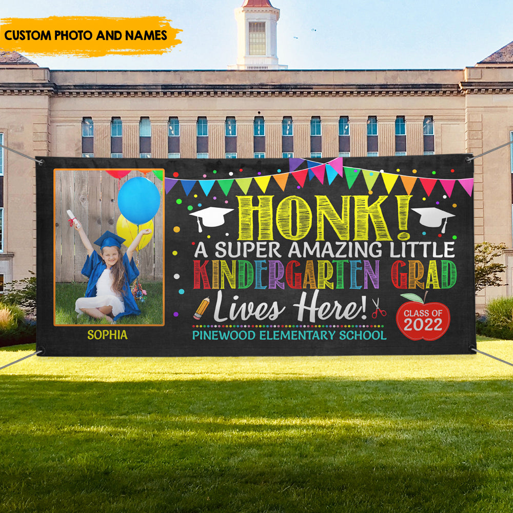 Honk For Amazing Little Grad - Personalized Kindergarten Graduate Banner