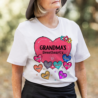 Thumbnail for Personalized Flower Grandma Mom Sweet Hearts Custom Kids T-shirt, Gift For Mother's Day