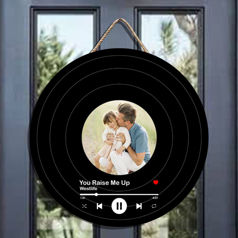 Father's day Personalized Record - Personalized Round Wooden Door