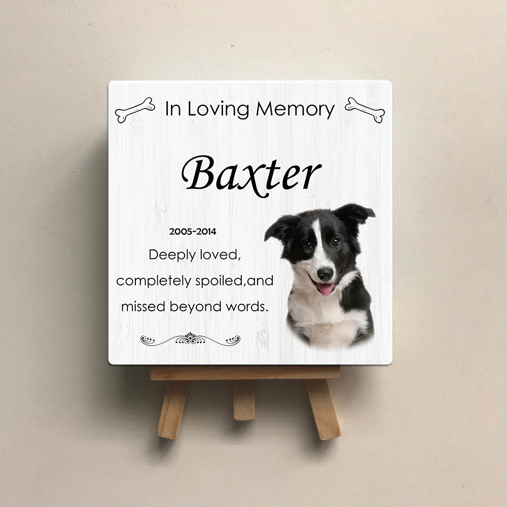 Personalized Pet Memorial Square Stone Album-Dog Cat Loss Gifts-Deeply Loved - Jonxifon