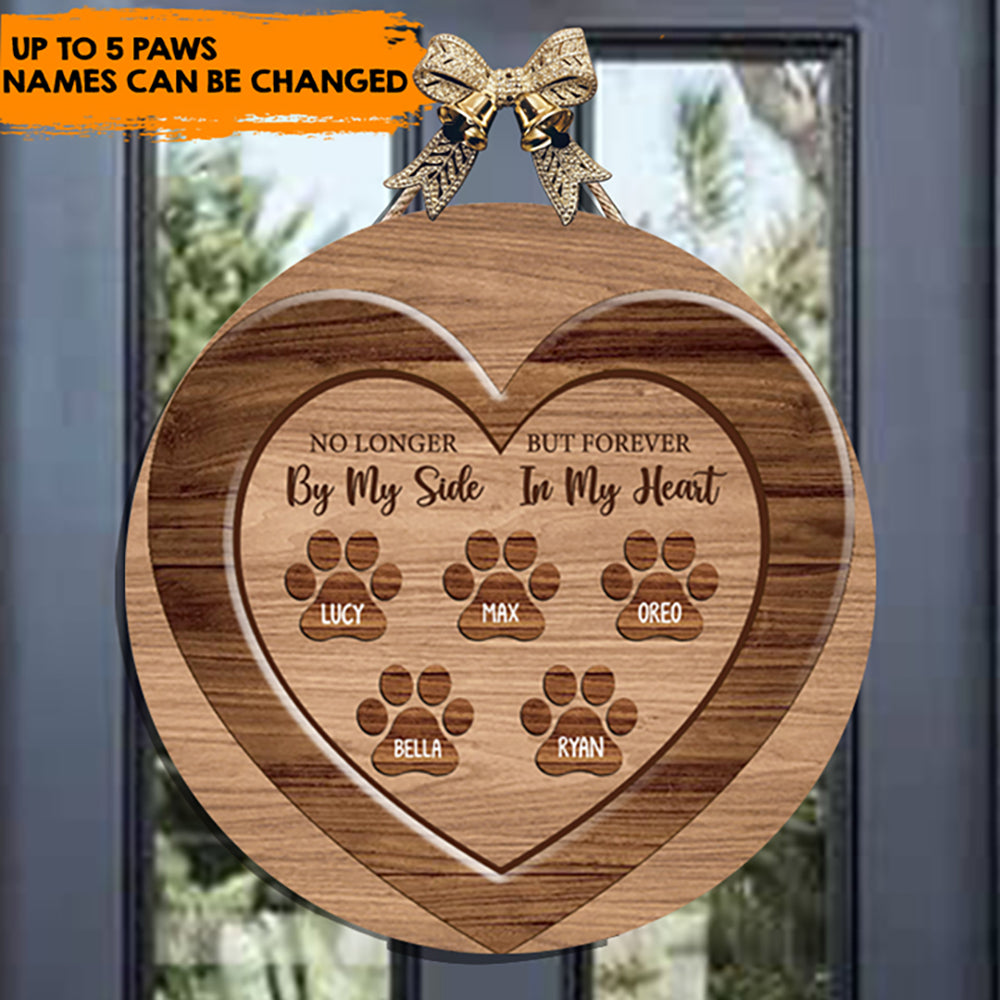 Forever In Our Heart - Personalized Round Wooden Door Sign - Jonxifon