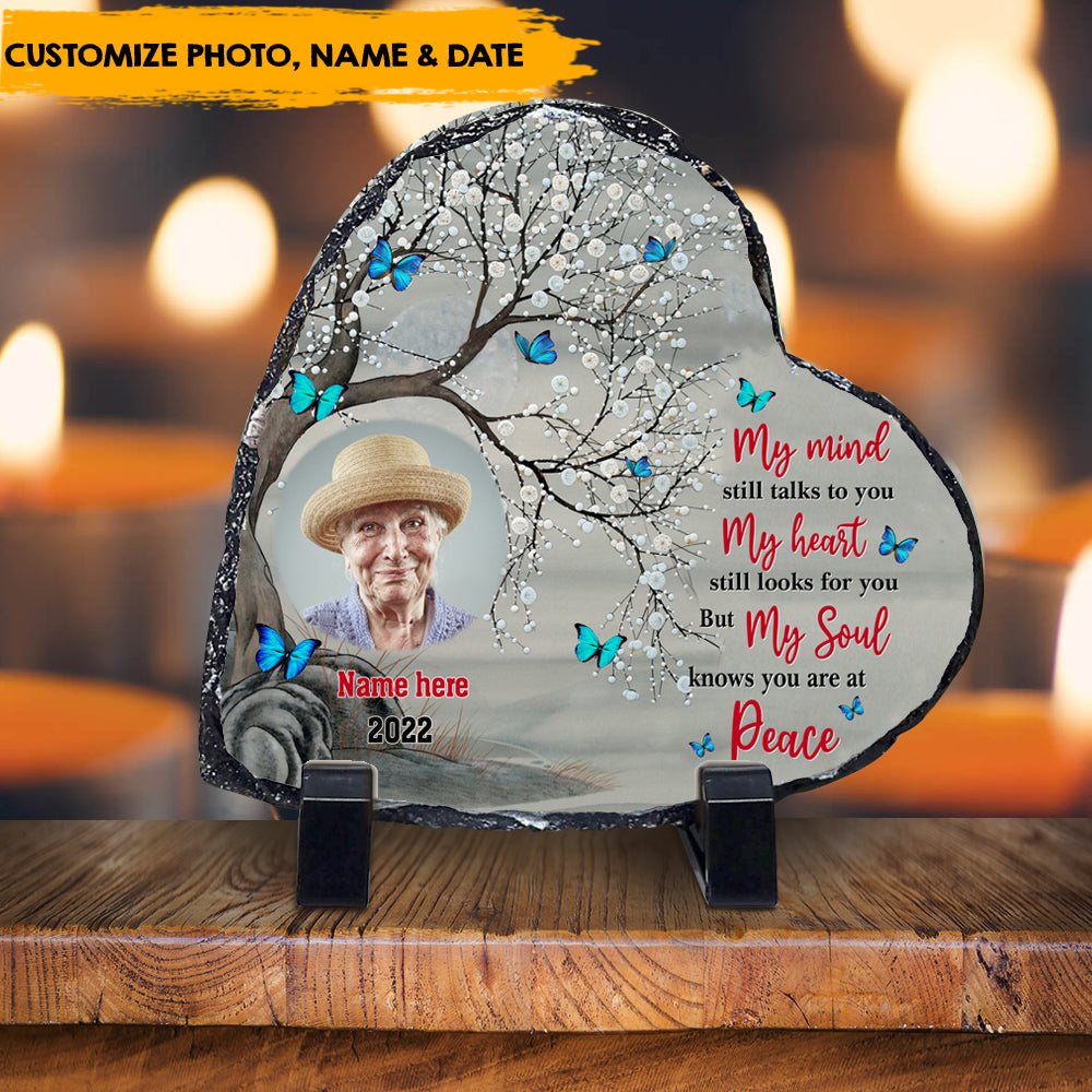 My Heart Still Looks For You - Customized Memorial Heart-Shaped Photo Slate - Jonxifon